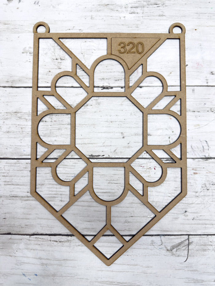 Style 320 Flower Quilt Pennant Laser Cut Outline Frame Blank