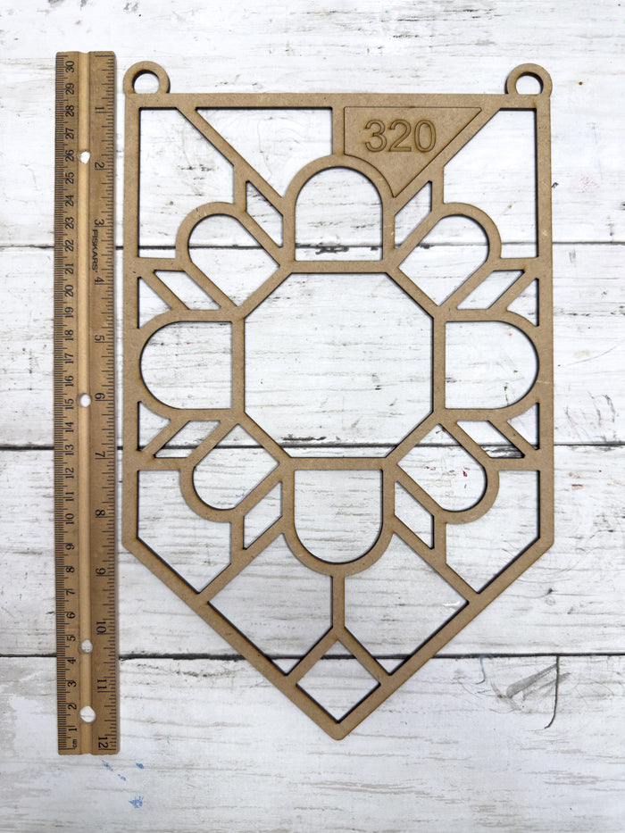 Style 320 Flower Quilt Pennant Laser Cut Outline Frame Blank