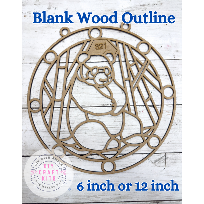 Style 321 Round Panda Bamboo Laser Cut Outline Frame Blank