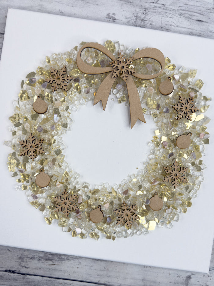 Style B Bow 12x12 Crushed Glass Wreath Canvas Project Kit