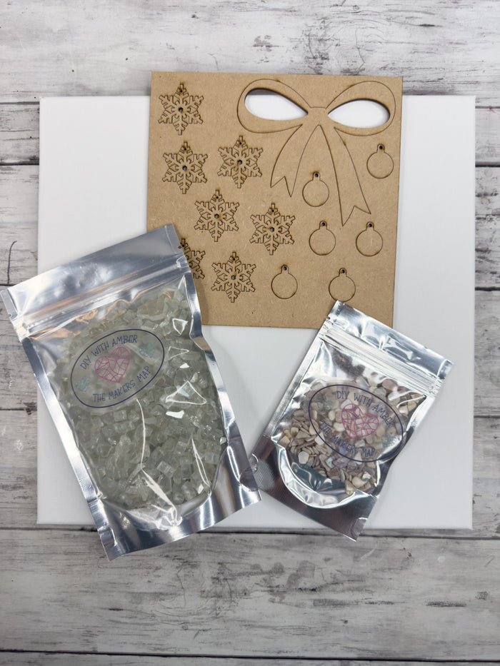 Style B Bow 12x12 Crushed Glass Wreath Canvas Project Kit