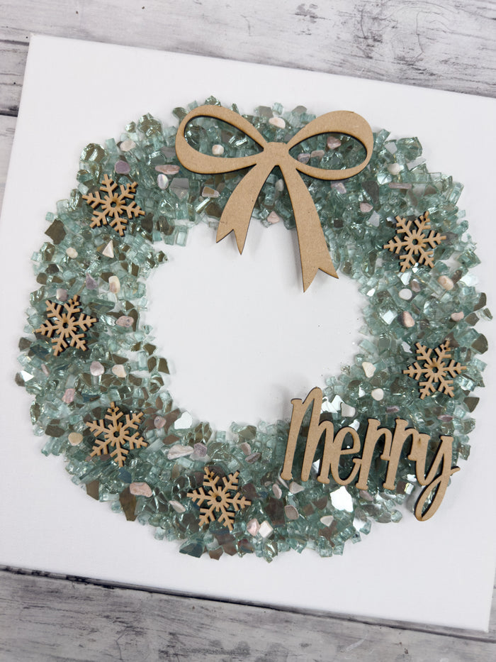 Style C Merry 12x12 Crushed Glass Wreath Canvas Project Kit