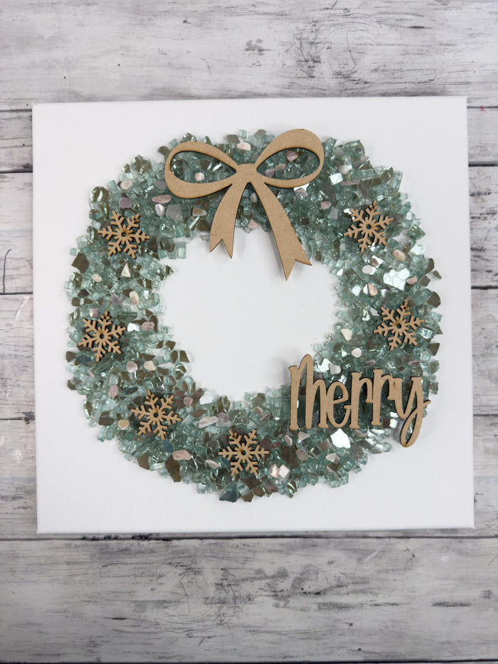 Style C Merry 12x12 Crushed Glass Wreath Canvas Project Kit