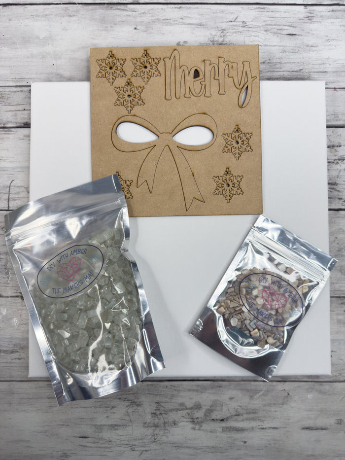 Style C Merry 12x12 Crushed Glass Wreath Canvas Project Kit