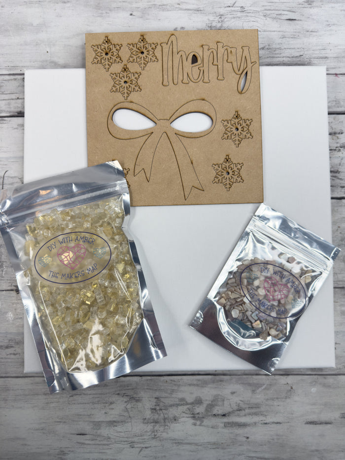 Style C Merry 12x12 Crushed Glass Wreath Canvas Project Kit