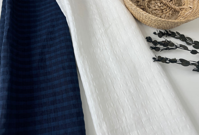 Subtle Seersucker | Linen Cotton Gingham Fabric 8300 8301