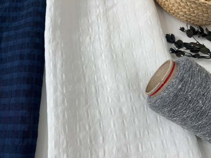 Subtle Seersucker | Linen Cotton Gingham Fabric 8300 8301
