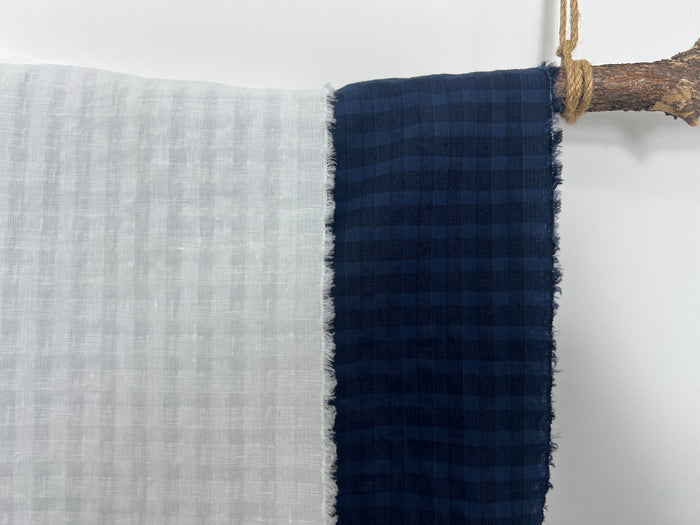 Subtle Seersucker | Linen Cotton Gingham Fabric 8300 8301