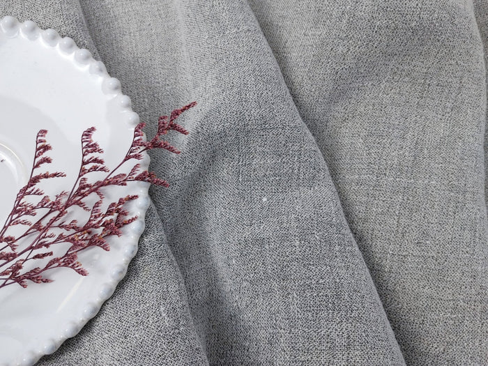 Subtle Sophistication: Linen Polyester Mixed Fabric with Grey Plaid 6002 - The Linen Lab - Grey