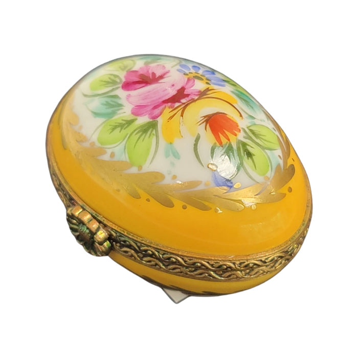 Yellow Porcelain Egg Box Porcelain Limoges egg LIMOGES BOXES French Trinket Box