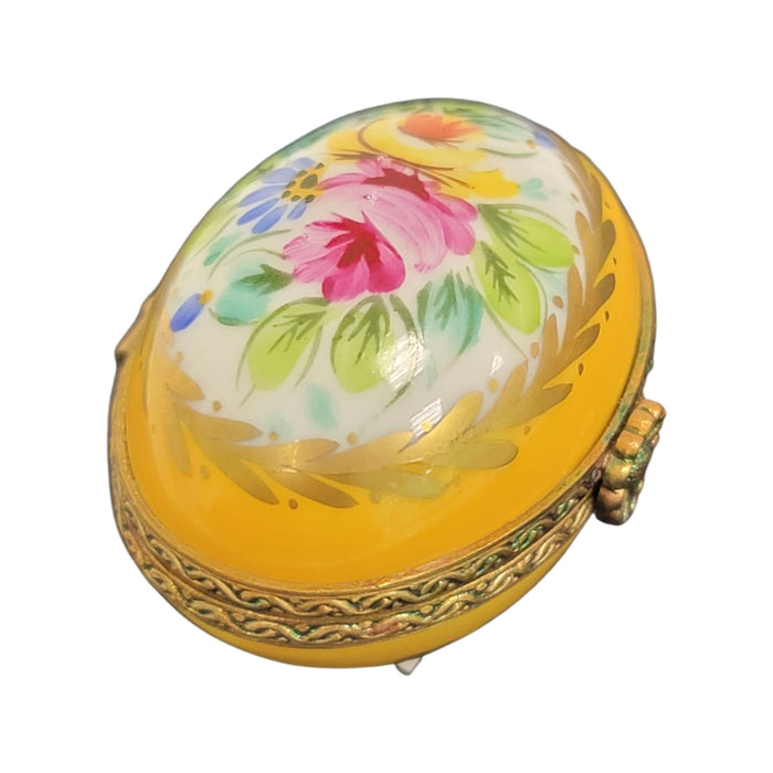 Yellow Porcelain Egg Box Porcelain Limoges egg LIMOGES BOXES French Trinket Box