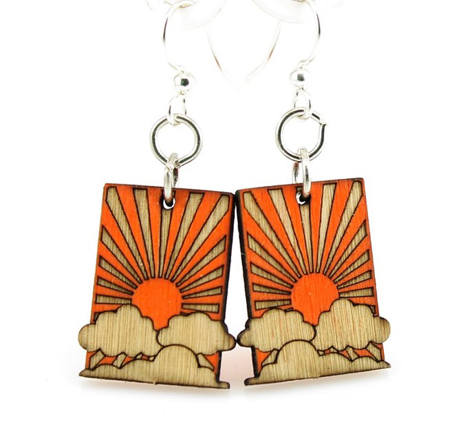 Sunrise blossom earrings in warm dawn color, eco-friendly jewelry made in USA