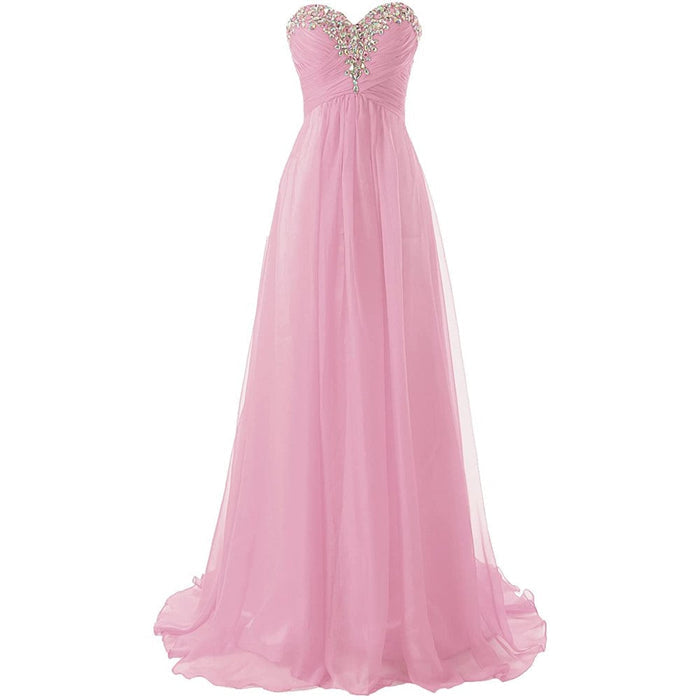 Sweetheart Bridesmaid Dresses Long Prom Chiffon Formal Evening Gowns