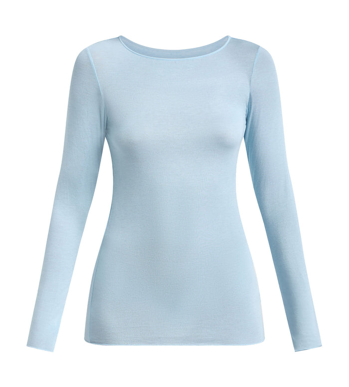 T-shirt col rond bleu satin Thermal Light