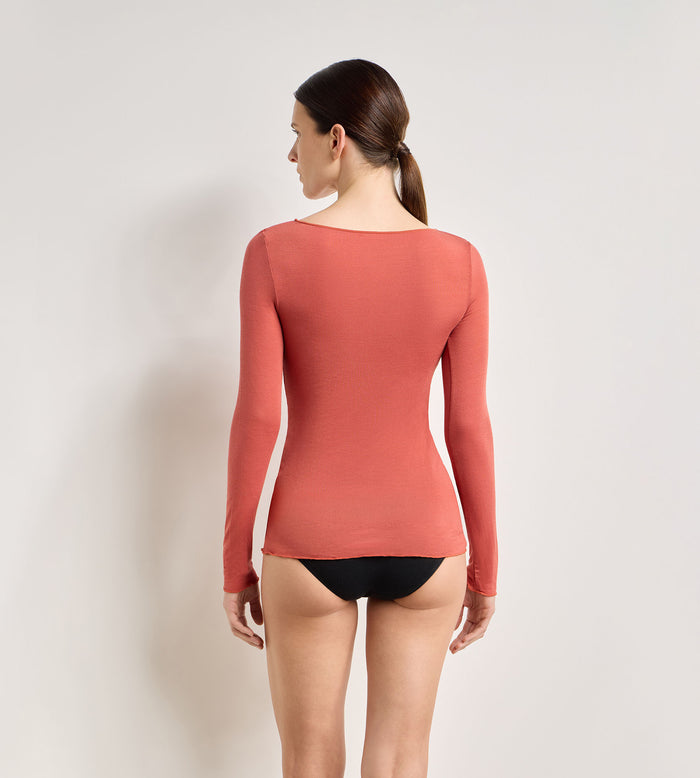 T-shirt col rond cannelle épicée Thermal Light