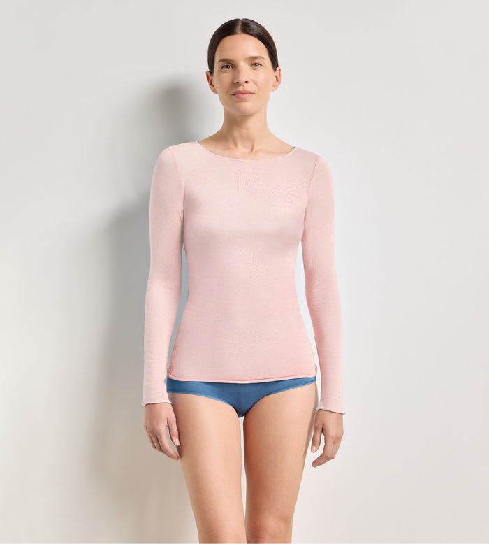 T-shirt col rond rose doux Thermal Light