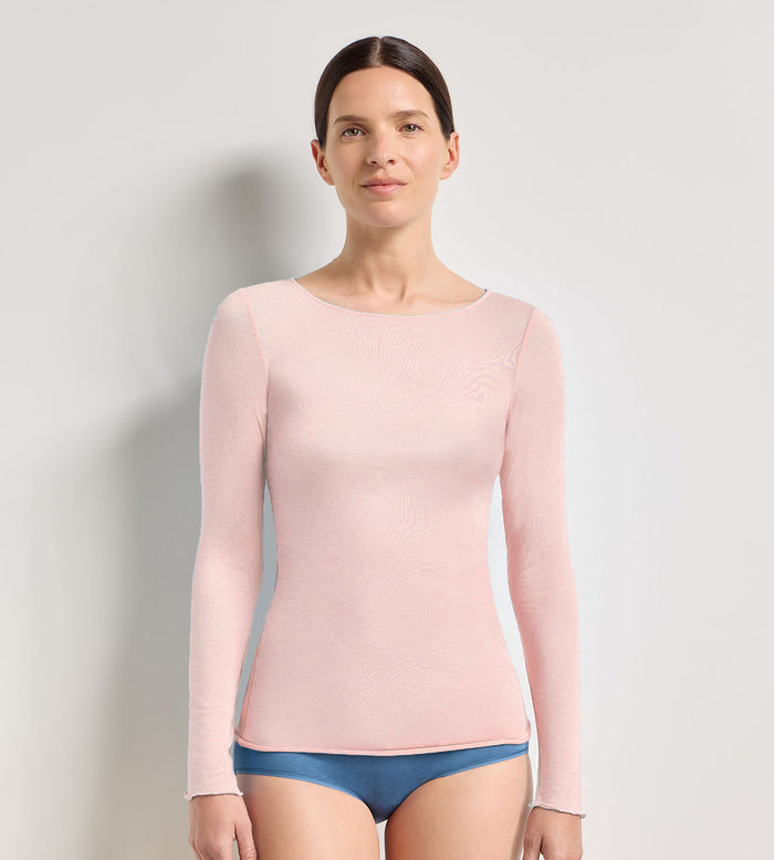 T-shirt col rond rose doux Thermal Light