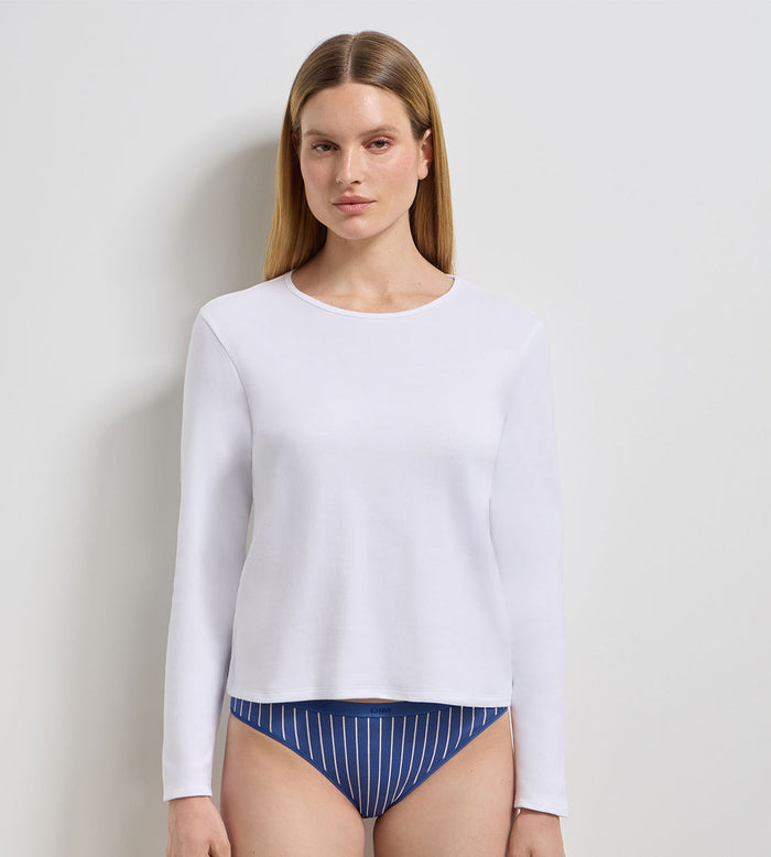T-Shirt manches longues coton gratté blanc Thermal