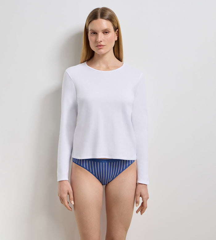 T-Shirt manches longues coton gratté blanc Thermal
