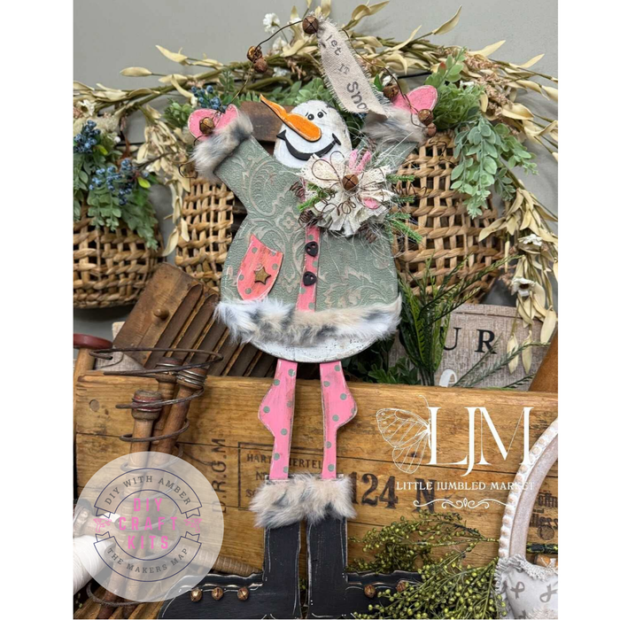TALL Cheerful Primitive Snowman Leaner DIY Kit