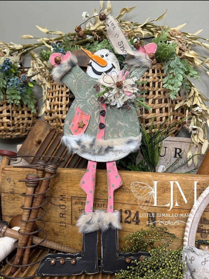 TALL Cheerful Primitive Snowman Leaner DIY Kit