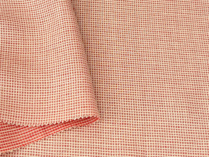 Terracotta Micro Check Linen Blend Fabric | Medium Weight | 42"