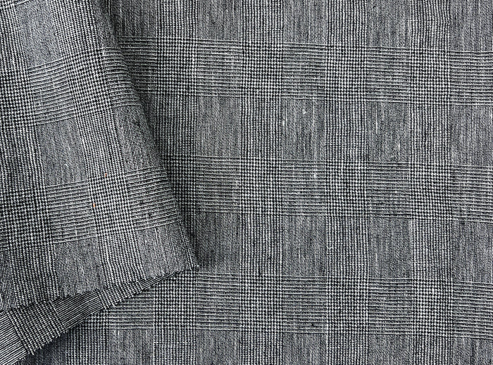 Textured Linen Blend Check Fabric – Cool Crisp Handfeel 8176