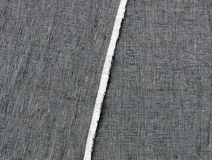 Textured Linen Blend Check Fabric – Cool Crisp Handfeel 8176