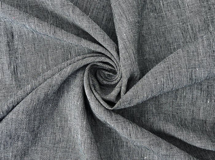 Textured Linen Blend Check Fabric – Cool Crisp Handfeel 8176