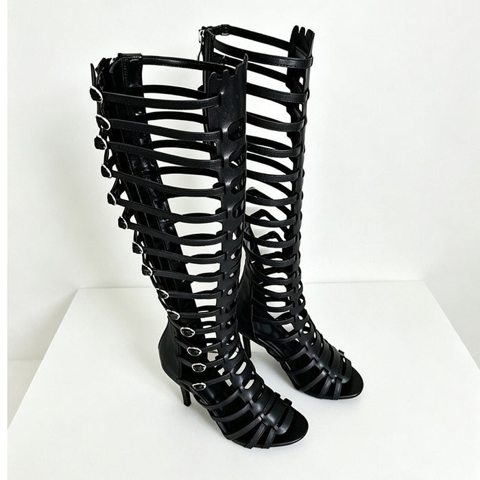 Thigh-High Gladiator Stiletto Sandals – Sexy Lace-Up Heels