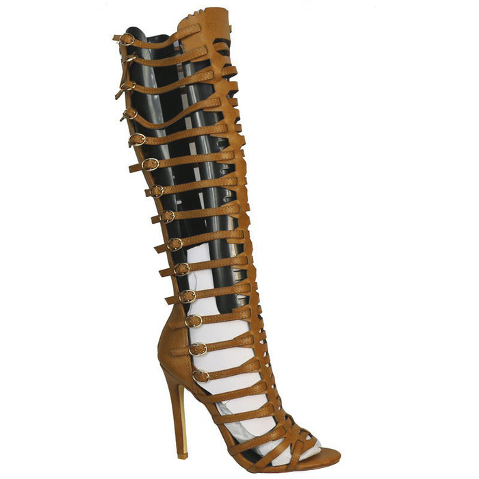 Thigh-High Gladiator Stiletto Sandals – Sexy Lace-Up Heels