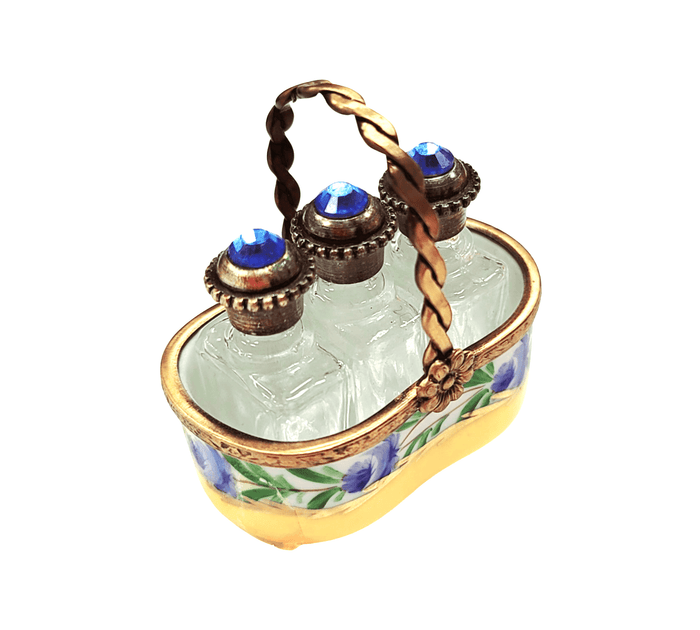Rare Yellow Basket Perfume Box Porcelain Limoges Perfume French Trinket Box