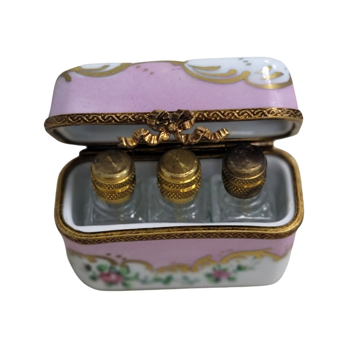 Elegant Pink Roses Trinket Box Porcelain Limoges Perfume French Trinket Box