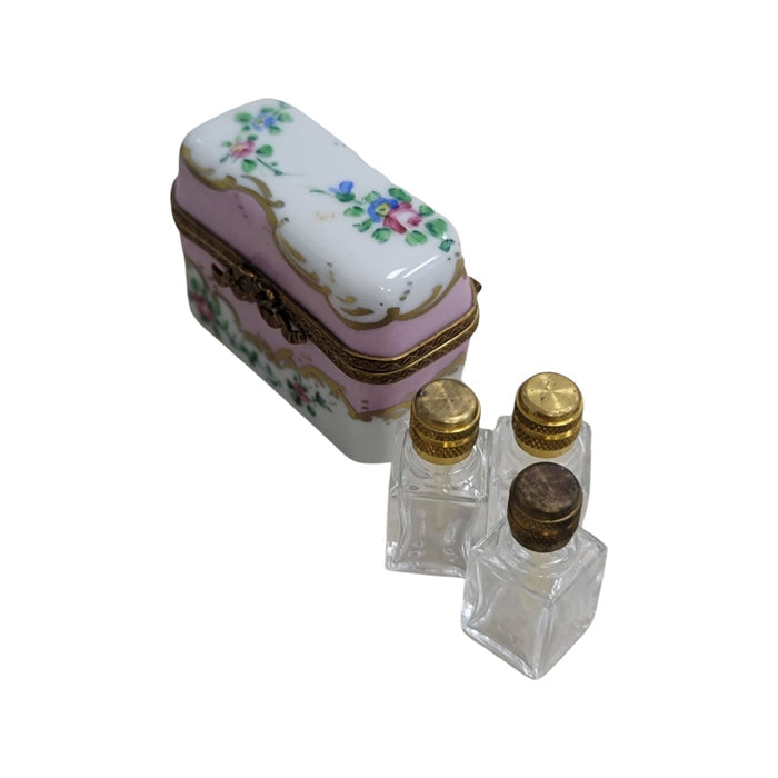 Elegant Pink Roses Trinket Box Porcelain Limoges Perfume French Trinket Box