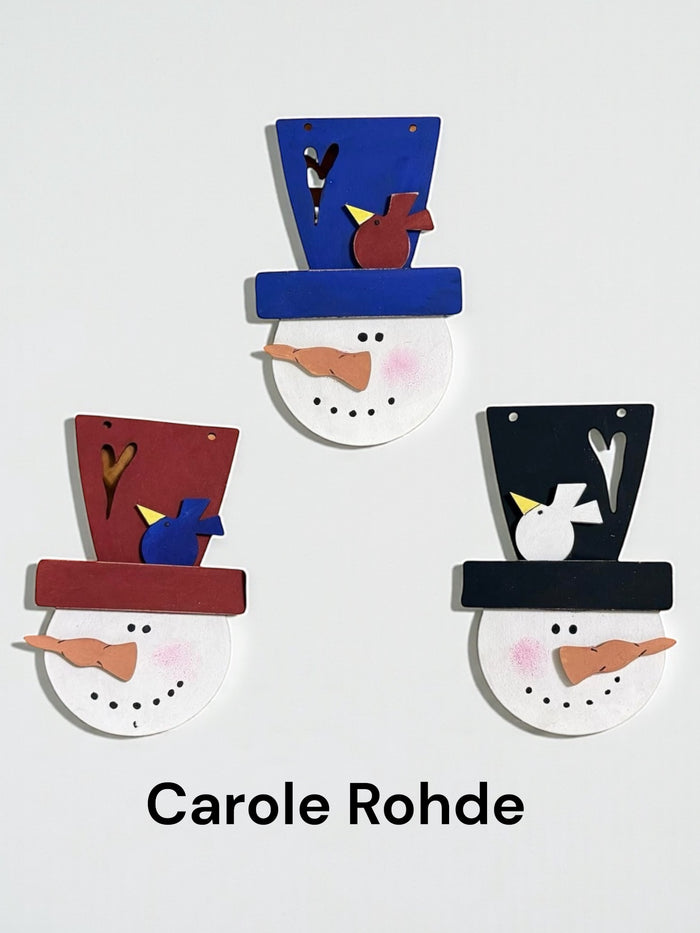 Three Primitive Snowmen Head Ornaments DIY Kit