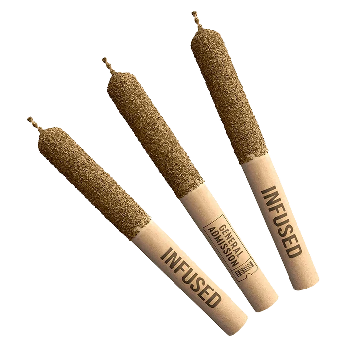 A high-angle view of three Tiger Blood Diamond Diamond Infused Pre Rolled 3 x 0.5 g pre-rolls against a plain white background.