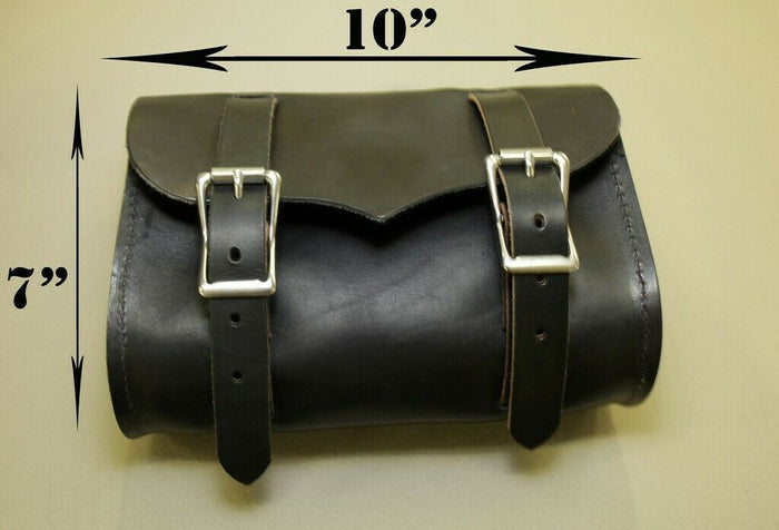 Tool Roll Bag Saddle Harley Chopper Bobber Motorcycle Black Distressed Leather - Mother Road Customs