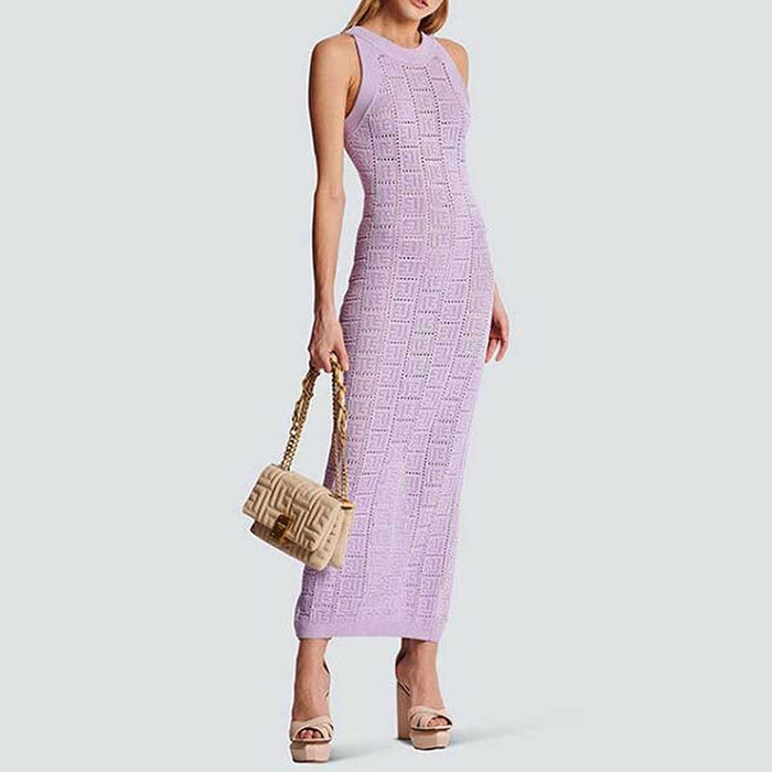 Trendy Chic Suit Knitted Cardigan Coat + Sleeveless Midi Dress Set Two Pieces Dress Suit