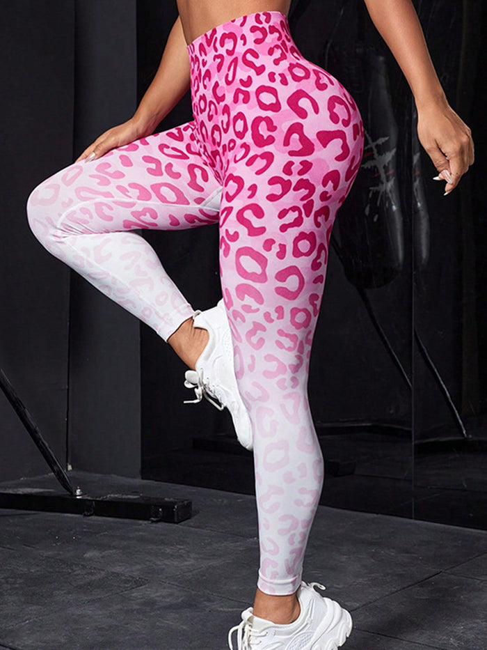Trendy Leopard Print Ombre Leggings