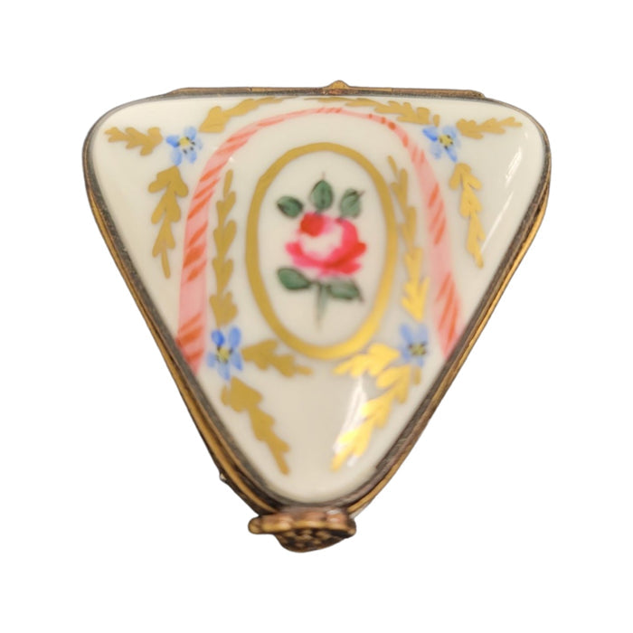 Charming Triangle Floral Limoges Box Porcelain Limoges LIMOGES BOXES traditional French Trinket Box