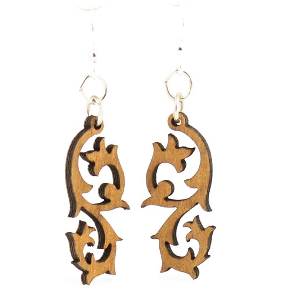 Tribal pattern blossom earrings, eco-friendly laser-cut jewelry made in USA