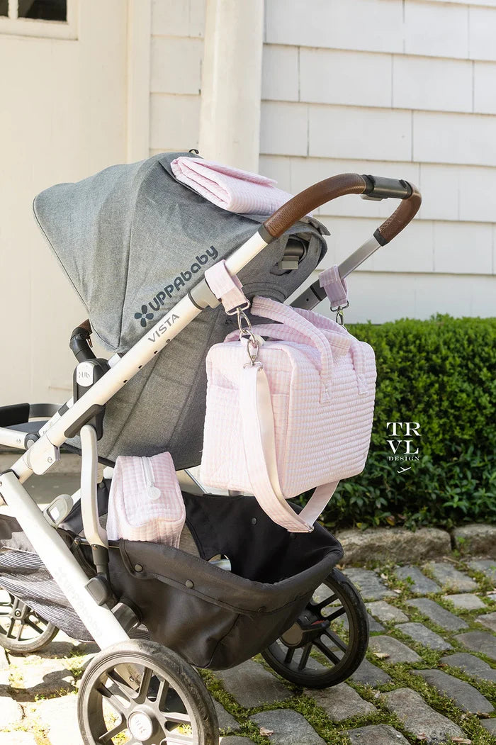 TRVL - Quilted Stroller Bag - Pink Pimlico Stripe