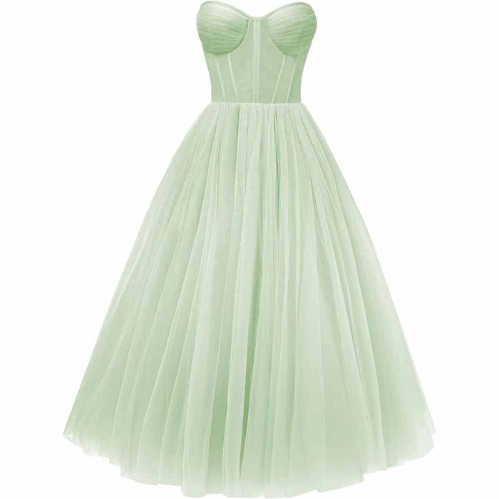 Tulle Prom Dresses Teens Ball Gown Corset Homecoming Dresses Tea Length Formal Cocktail Dress