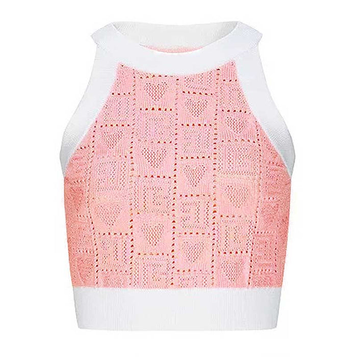 Two-Tone Knit Crop Top + Mini Skirt Suit With Cardigan Jacket 3 Pieces Set
