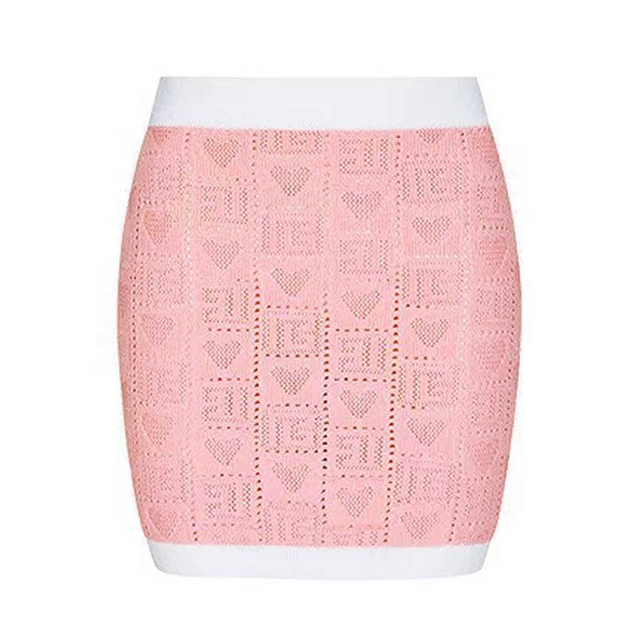 Two-Tone Knit Crop Top + Mini Skirt Suit With Cardigan Jacket 3 Pieces Set
