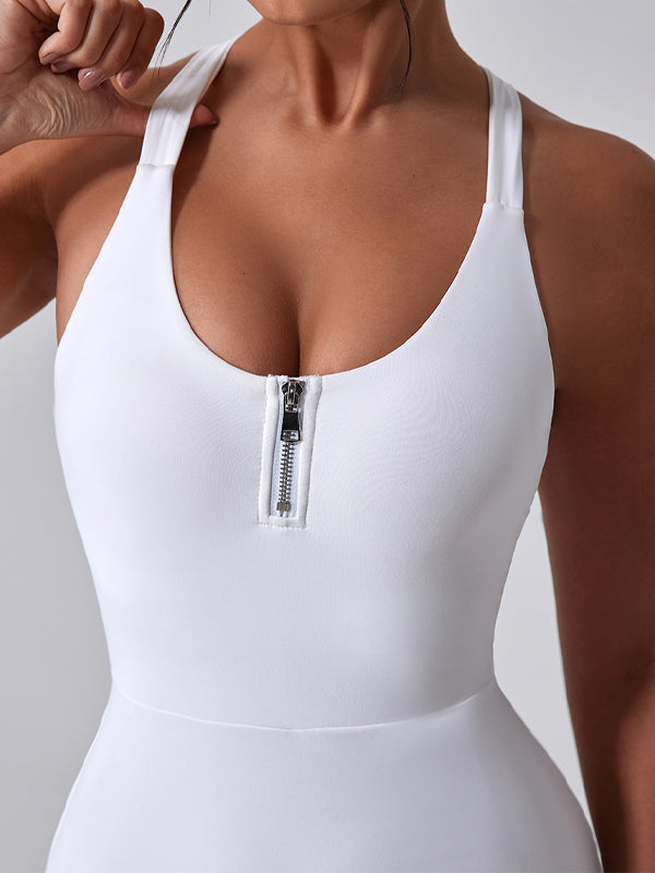 U Collar I-shaped Zipper Cross Back Quick-dry Dress