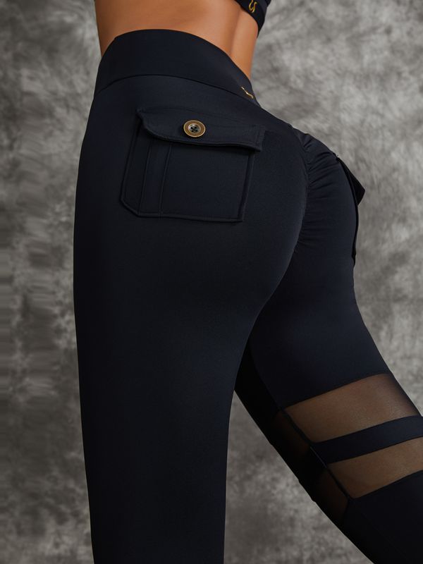 Unique Cut Out Pocket Mesh Scrunch Bum Leggings