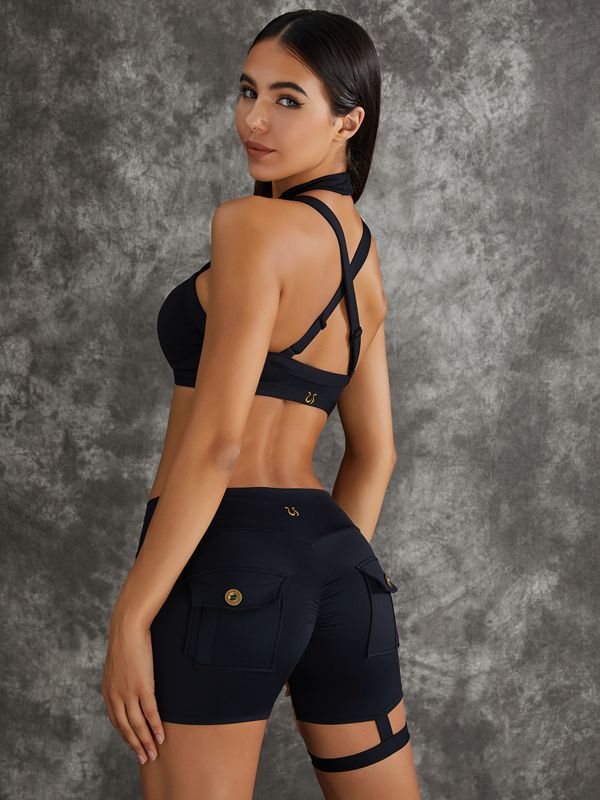 Unique Cut Out Pocket Mesh Scrunch Bum Leggings