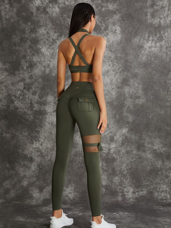 Unique Cut Out Pocket Mesh Scrunch Bum Sportswear