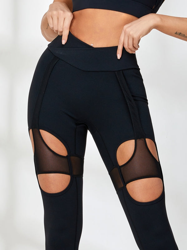 Unique Cutout Mesh High-rise Leggings